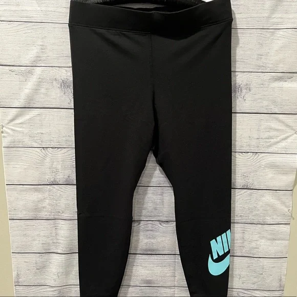 Plus Size Women's Essential High-Rise Leggings Black / Copa Blue 3X - Picture 7 of 10